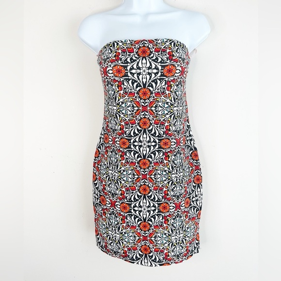 Forever 21 Women's Strapless Mini Dress Printed Southwestern Festival Boho Sz M - Picture 6 of 11